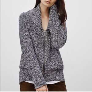 Aritzia TNA Cabin Telluride Wool Zip-Up Knit Jacket Gray Sz XXS Y2K